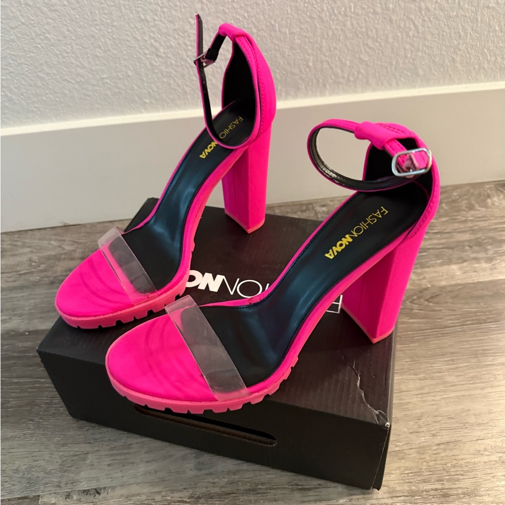 Fashion Nova Pink High Heeled Strappy Sandals